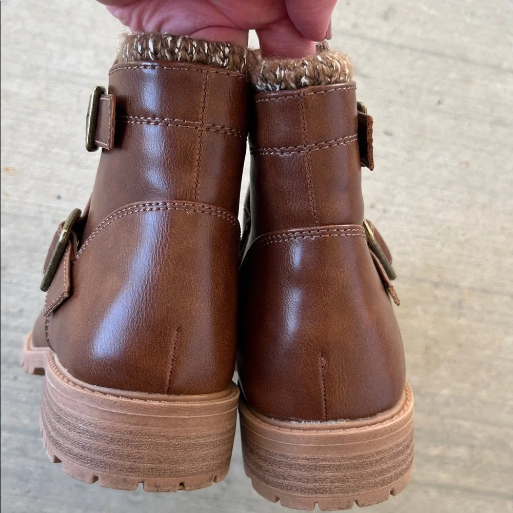 Wonder Nation Girl’s Brown Ankle Boots with Buckle Detail